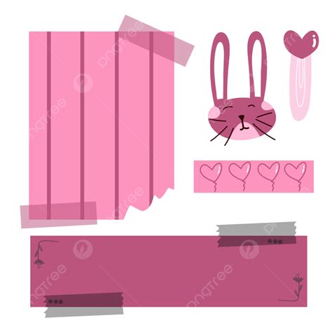 Cute Pink Scrapbook Material Torn Paper With Sticker, Paper Clipart, Cute Clipart, Sticker ...