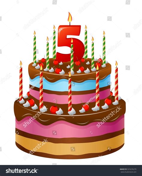 Happy Birthday Cake Numbers 5 Stock Vector (Royalty Free) 531676279