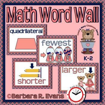 MATH WORD WALL Math Vocabulary Focus Wall Coral Navy Classroom Decor