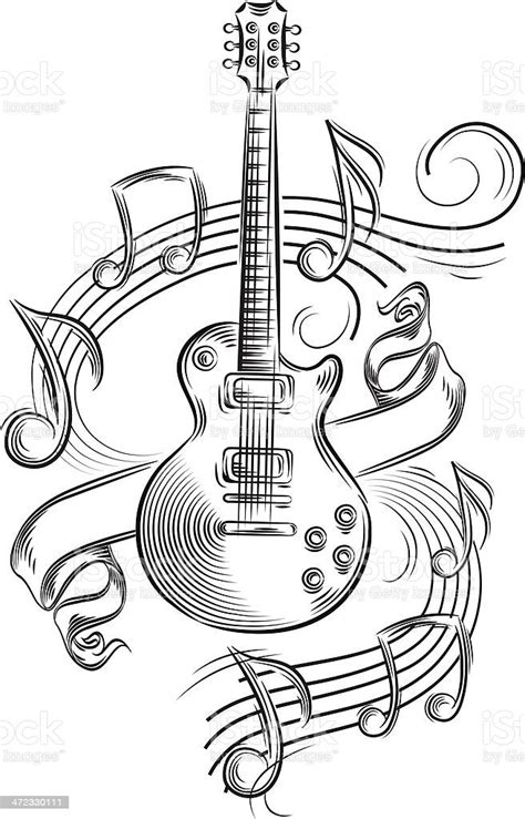 rock-styled music design, layered vector artwork | Music notes drawing ...