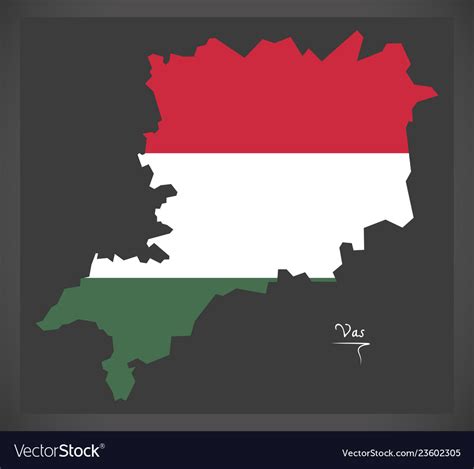 Vas map of hungary with hungarian national flag Vector Image