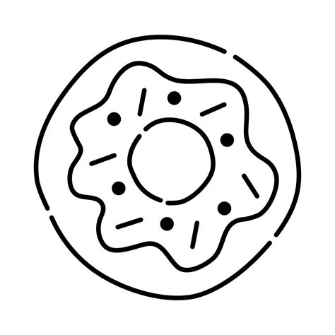 Donut black and white vector line illustration 21570566 Vector Art at ...