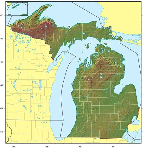 Michigan Relief Map - MapSof.net