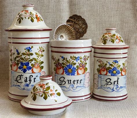 Vintage Kitchen Canisters. French Kitchen Canisters. Storage | Etsy | Ceramic kitchen canisters ...