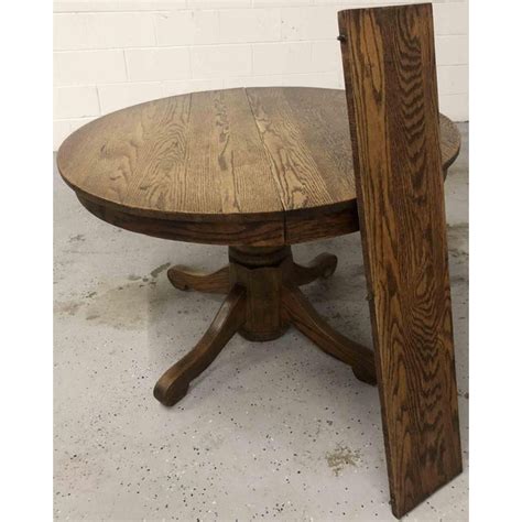 Antique Country Oak Round Pedestal Dining Table | Chairish