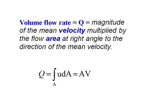 fluid mechanics : basic equation: VOLUME FLOW RATE