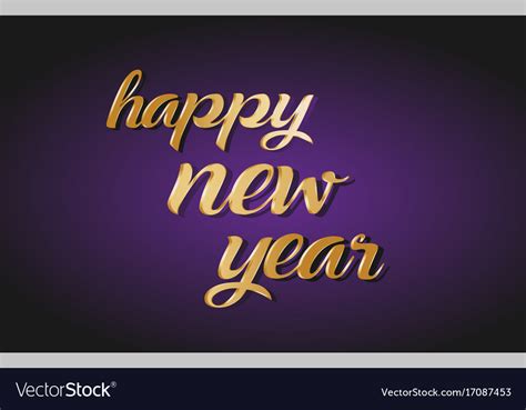 Happy new year gold golden text postcard banner Vector Image