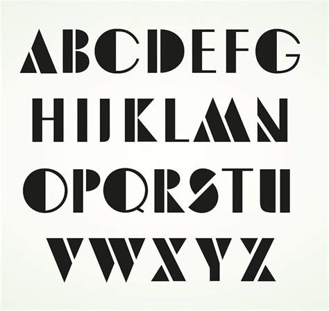 Retro Style Stencil Alphabet Art Deco Upper Case Letters Digital Download EPS Geometric Shapes ...