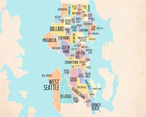 The neighborhoods of Seattle - Vivid Maps | Seattle, Ville fantastique ...