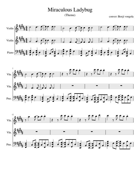 Miraculous Ladybug sheet music for Violin, Piano download free in PDF or MIDI