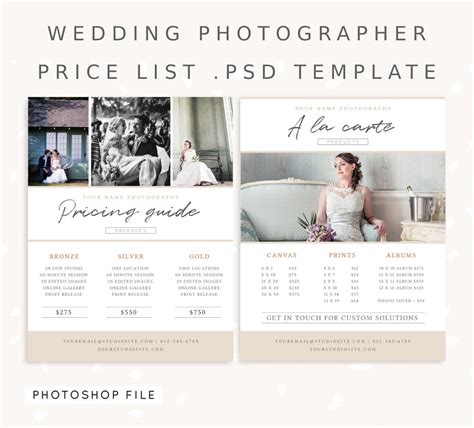 Photography Pricing Template Price Guide List For Photographers ...