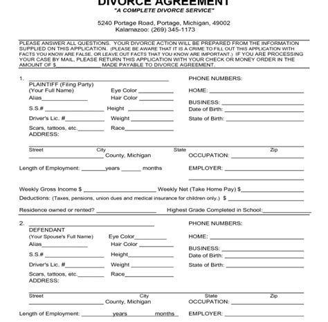 Do It Yourself Divorce Forms Michigan : Free Marital Settlement Divorce Agreement Sample Pdf ...