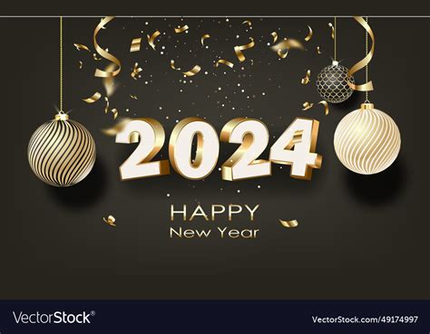 New year 2024 celebrations gold greetings poster Vector Image