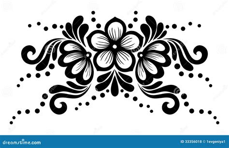 Black and White Lace Flowers and Leaves Isolated on White. Floral ...