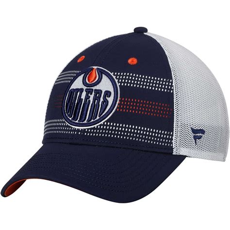 Men's Edmonton Oilers Fanatics Branded Navy/White Iconic Grid Trucker ...