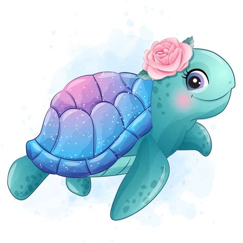 Cute Sea Turtle Clipart With Watercolor Illustration - Etsy UK ...