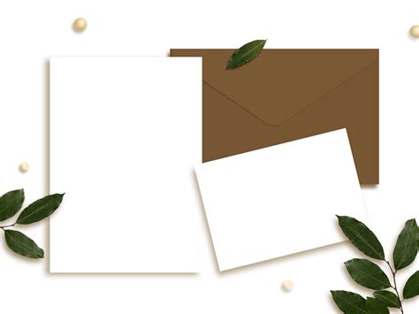 Cards Template Layout With Envelope, Beads And Leaves On White Background. 23560370 PNG