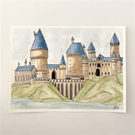 Hogwarts Castle Watercolor, Harry Potter Watercolor, Hogwarts Art, Harry Potter Art, Hogwarts ...