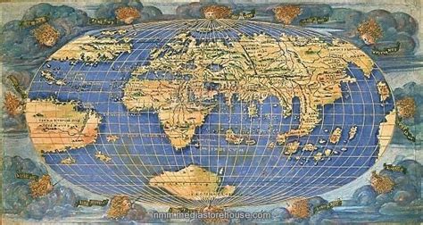 the world map in blue and yellow with clouds around it, as well as an ...