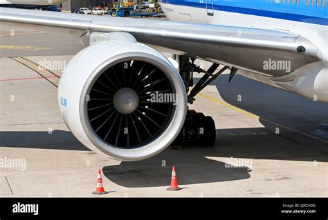 Amsterdam, Netherlands - August 2022: Close up view of the engine on a ...