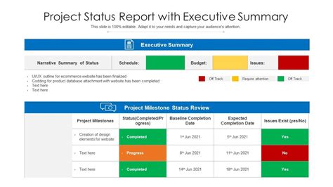 Project Status Report With Executive Summary | Presentation Graphics | Presentation PowerPoint ...