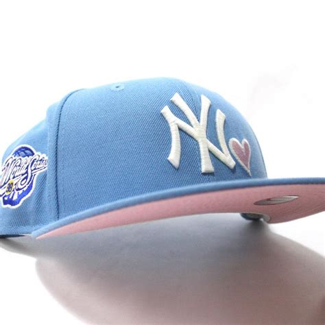 baby blue yankee fitted pink brim - williampvanness