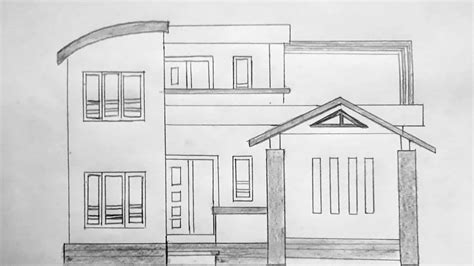 How to draw a house/ home easy | Modern home easy pencil drawing - YouTube