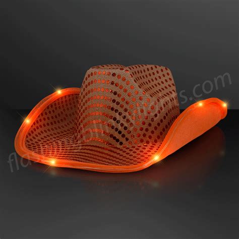 Light Up Shiny Orange Cowboy LED Hat | FlashingBlinkyLights