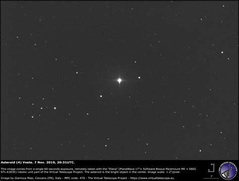 Asteroid (4) Vesta almost at opposition: an image - 7 Nov. 2019 - The ...