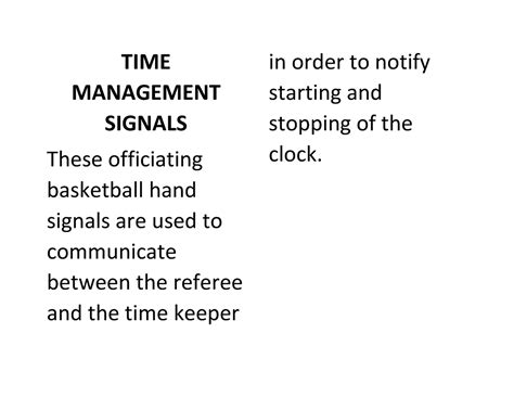 TIME- Management- Signals - TIME MANAGEMENT SIGNALS These officiating ...