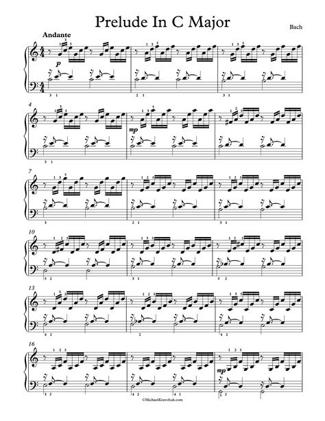 Free Piano Sheet Music - Prelude In C Major - Bach