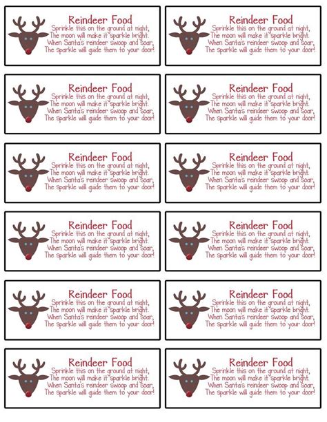 Free Printable Reindeer Food Labels | Francesco Printable