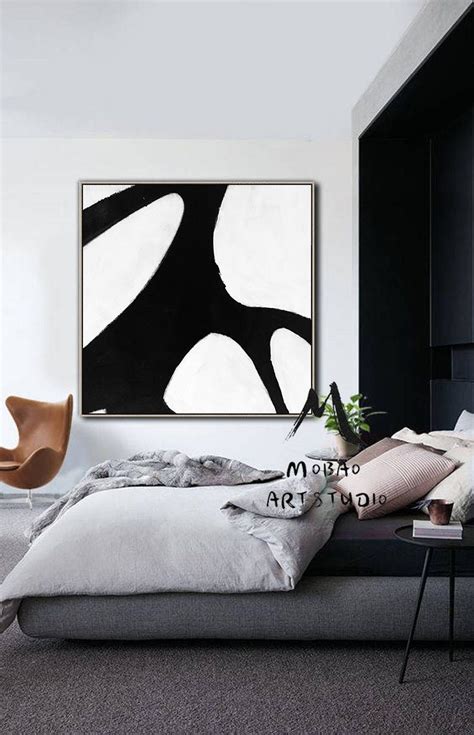 White minimalist painting original black and white abstract painting ...