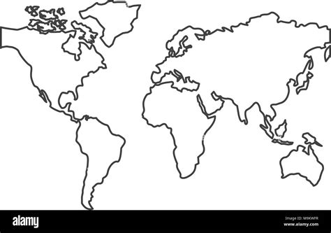 Mapa Del Mundo Planeta Tierra Globo Mapa Plano Continentes En Blanco ...