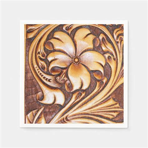 Vintage Western country cowboy tooled leather Paper Napkins | Zazzle.com