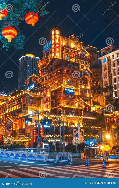 Amazing Night View Of The Hongyadong Commercial District, Chongqing, China Editorial Photo ...