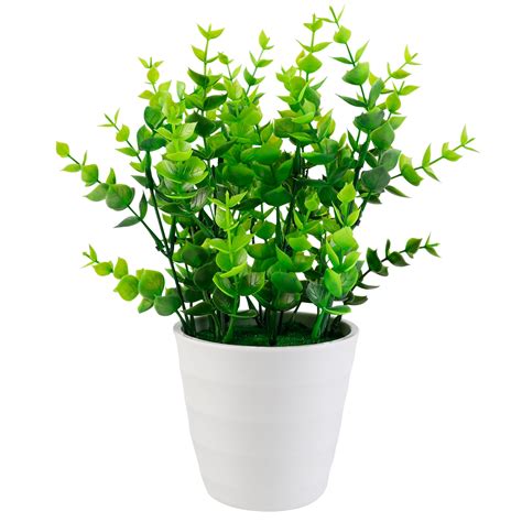 Bangcool Indoor Artificial Potted Plants Plastic Eucalyptus Stems ...