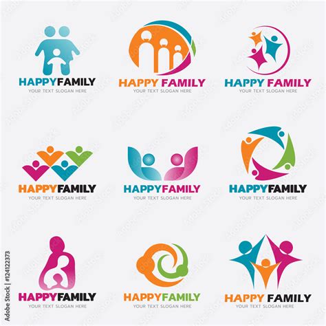 Happy Family logo vector illustration set design Stock Vector | Adobe Stock