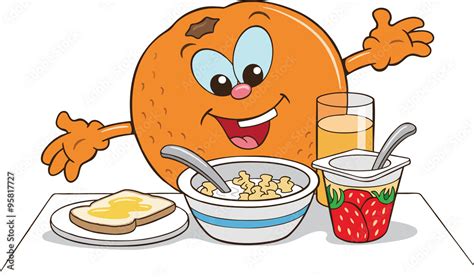 Healthy Breakfast cartoon Stock Vector | Adobe Stock