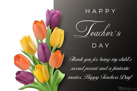 Write Wishes On Happy Teachers Day Card With Flowers