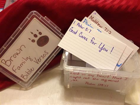 Our Bible Verse box is used at every meal. Each person (from 2 years -37 years old) picks a card ...