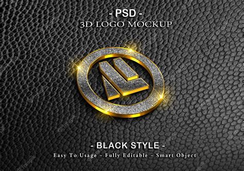 Premium PSD | 3d black luxury logo mockup