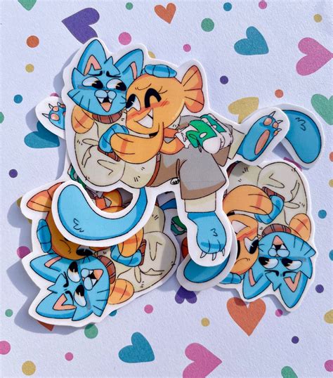 Gumball and Darwin Hugging Sticker - Etsy