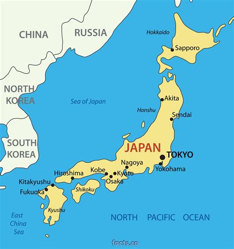 Japan major cities map - Japan map with major cities (Eastern Asia - Asia)