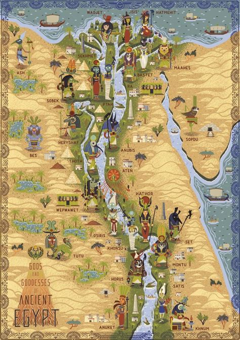 Illustrated Map, Gods and Goddesses of Ancient Egypt, A3 Art Print - Etsy | Goddesses of ancient ...