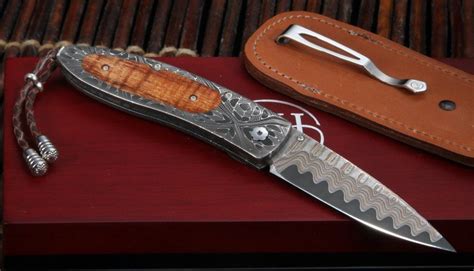 William Henry B05 Hilo - Damascus and Koa Wood Folding Knife. Mammoth ...