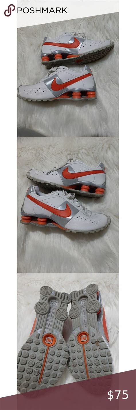 Nike Shox White Leather Orange Swoosh sz 7.5 shoes | Orange leather, Nike shox, White leather