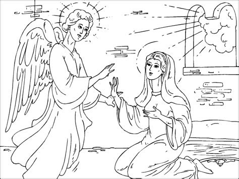 Angel Gabriel Visits Mary Coloring Pages