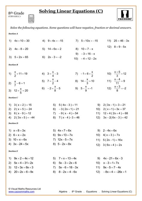 8th Grade Math Worksheets | Printable PDF Worksheets