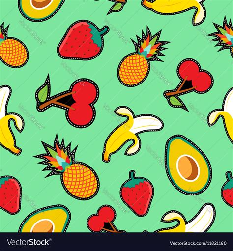 Fruit seamless background with cartoon designs Vector Image